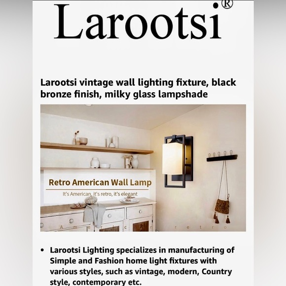 INDOOR WALL SCONCE BRONZE FINISH WITH MILKGLASS - Picture 4 of 15